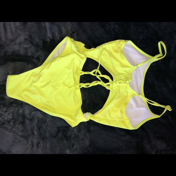 Neon green cut out one piece bikini - Picture 2 of 3